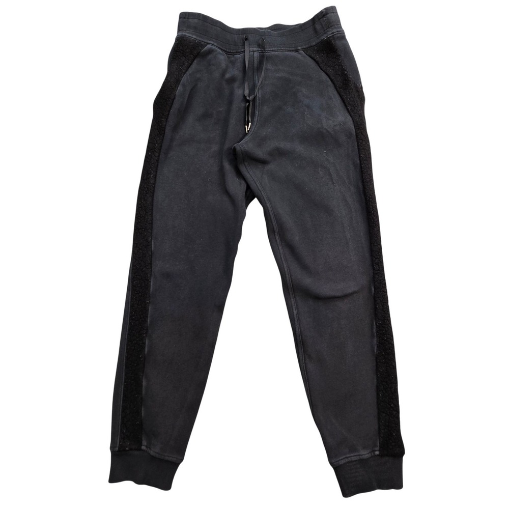 Lululemon Jogger Pants Womens 10 Black Fleece Tapered Elastic Waist Pockets